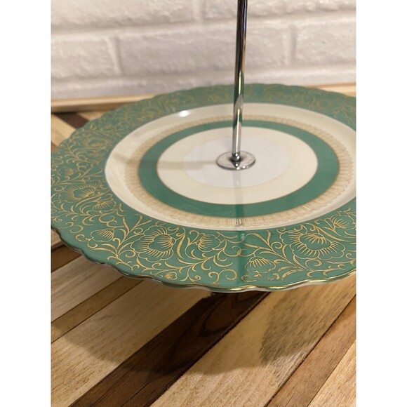 Vintage Viceroy China Floral Lazy Suzan Handled Tidbit Dessert Serving Tray - Picture 4 of 8